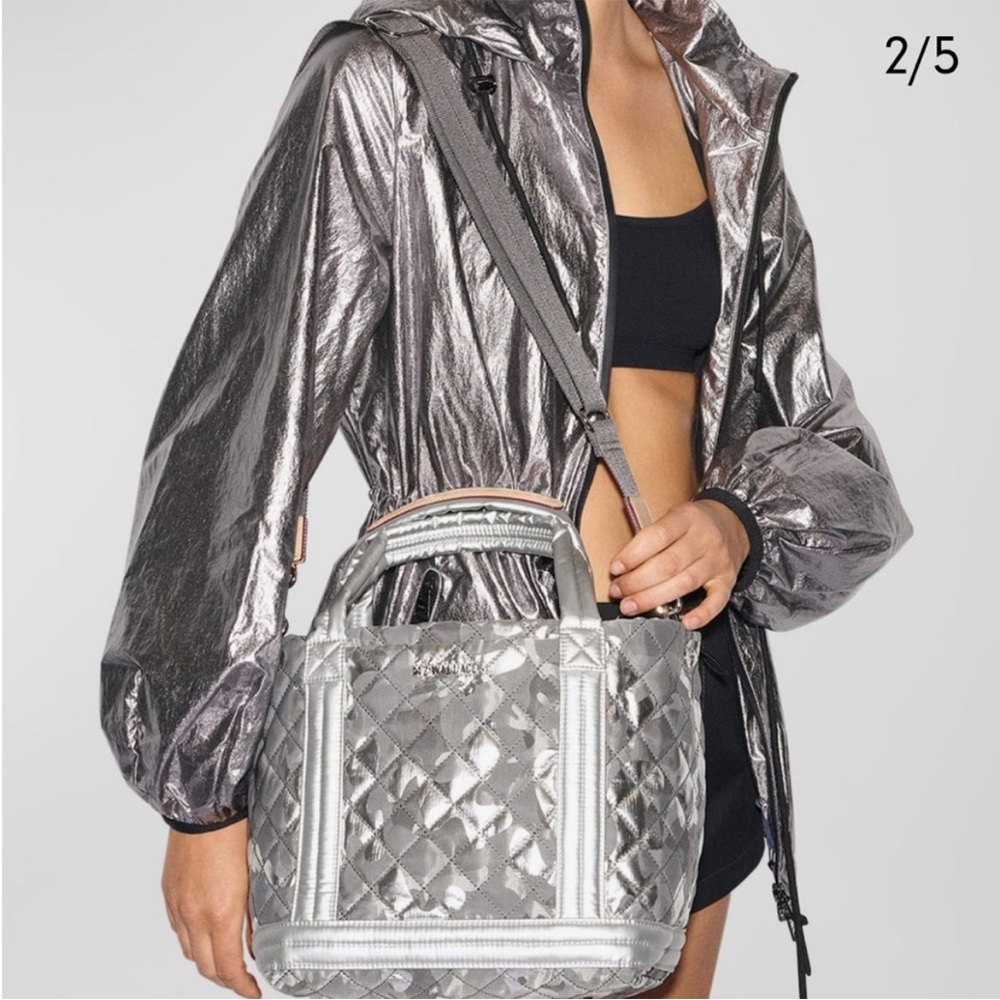 MZ Wallace small empire Silver metallic camo Tote Bag - NWT